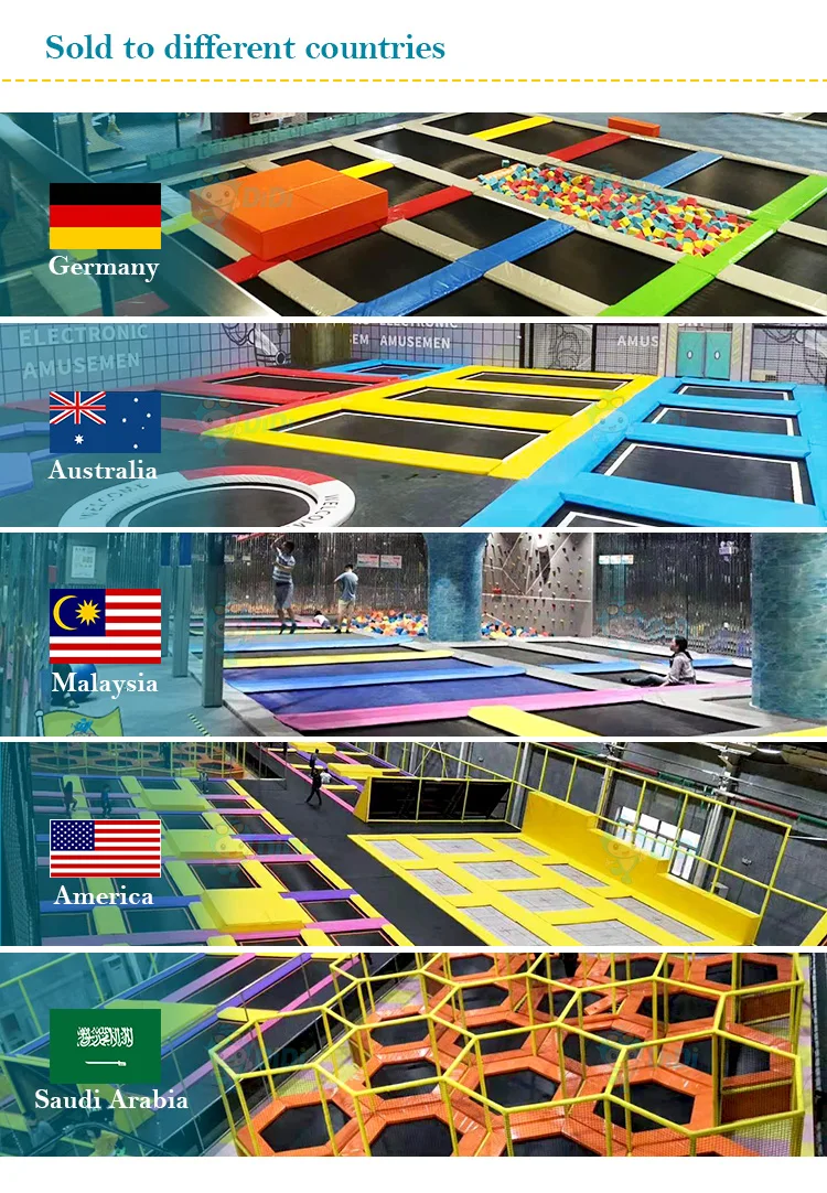 Stainless Steel Indoor Trampoline Park with 3D Installation and Customized Size for Kids and Adults