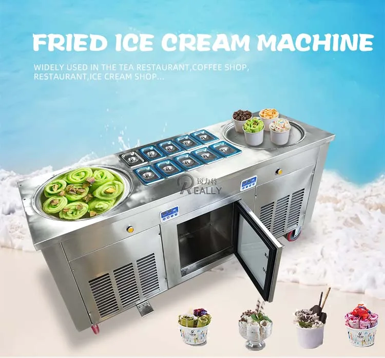 Freezing Pan Fried Ice Cream Rolls Machine Double Pan Trailer - China Thai Ice  Cream Machine 2 Pan, Fried Ice Cream Machine