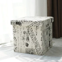 Customized Storage Folding Ottoman Box Linen Folding Sitting Living Room Storage Stool Ottoman