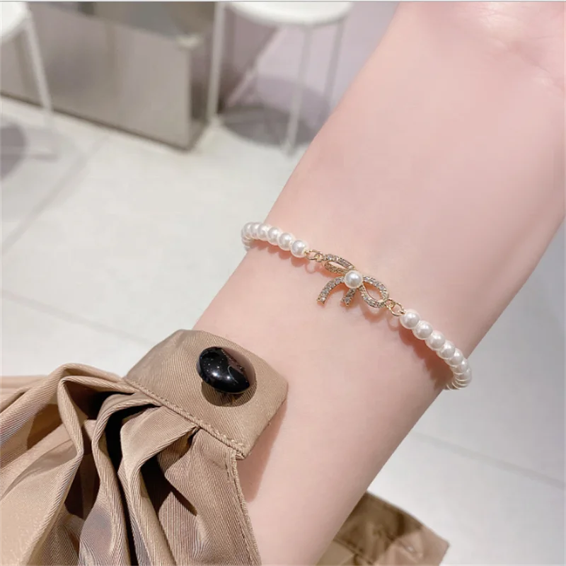 HMOIS personalized bracelet jewelry fashion round freshwater adjustable real pearl bracelet for women