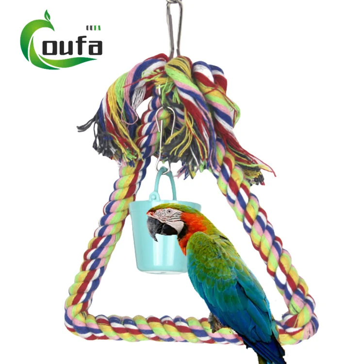 Parrot Swing Climbing Standing Toys Hang Cage Cotton Rope with