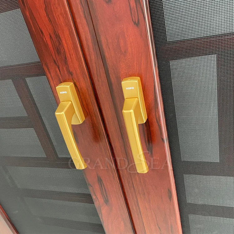 Modern Aluminum Profile Window Simple Grill Design  Casement Wood Color Window