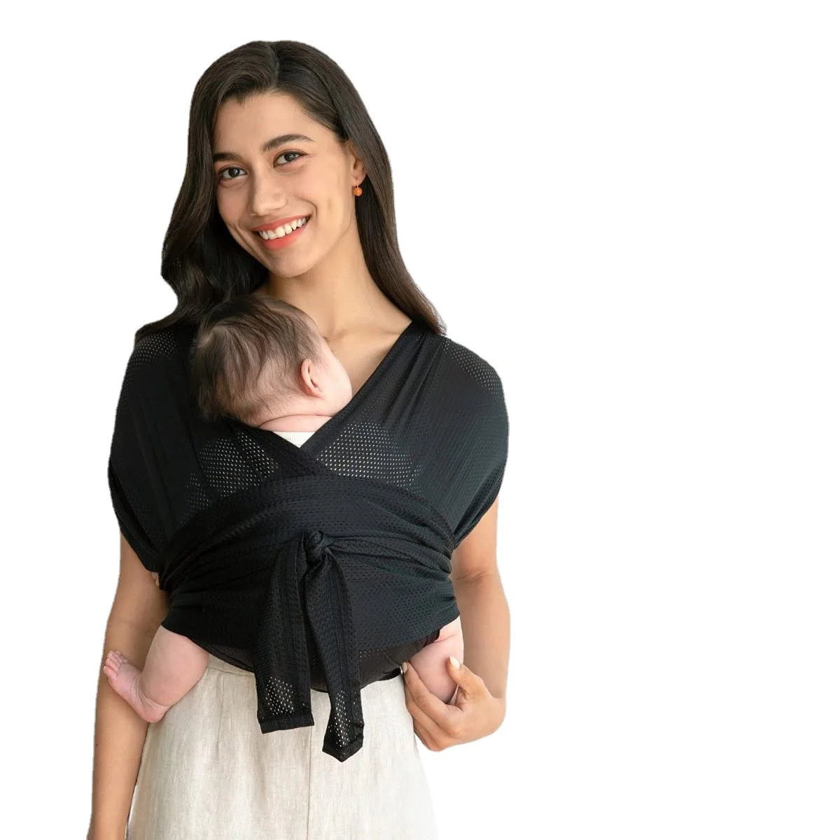 New Custom logo Solid Color Comfortable Breathable Adjustable Mesh Baby Sling Wrap Carrier for Summer