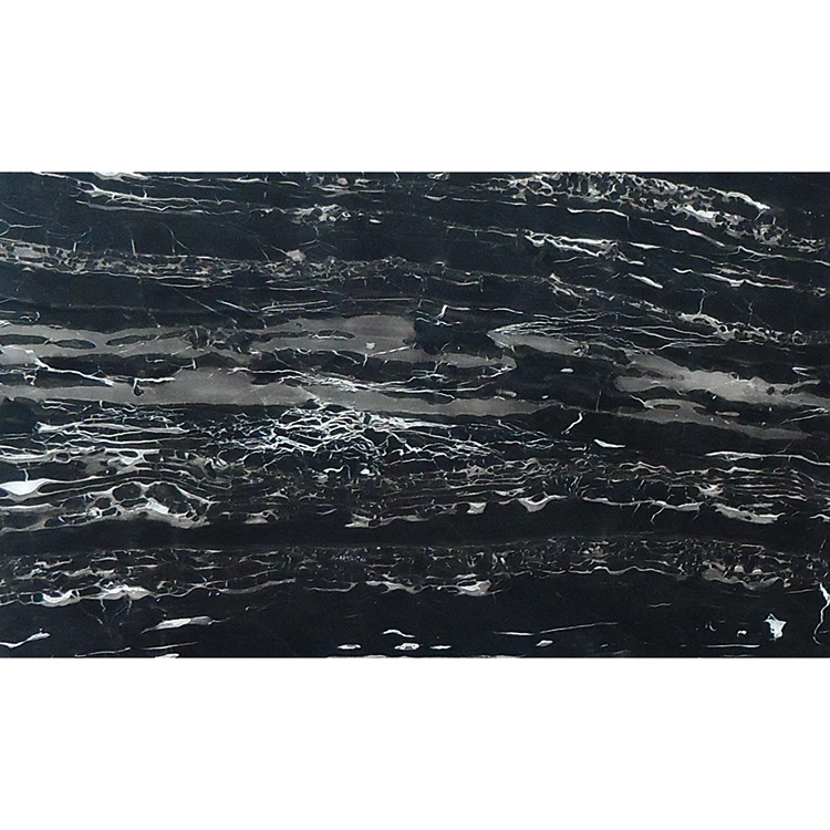 Polished natural stone tiles Chinese  black marble with sliver vein price for decoration