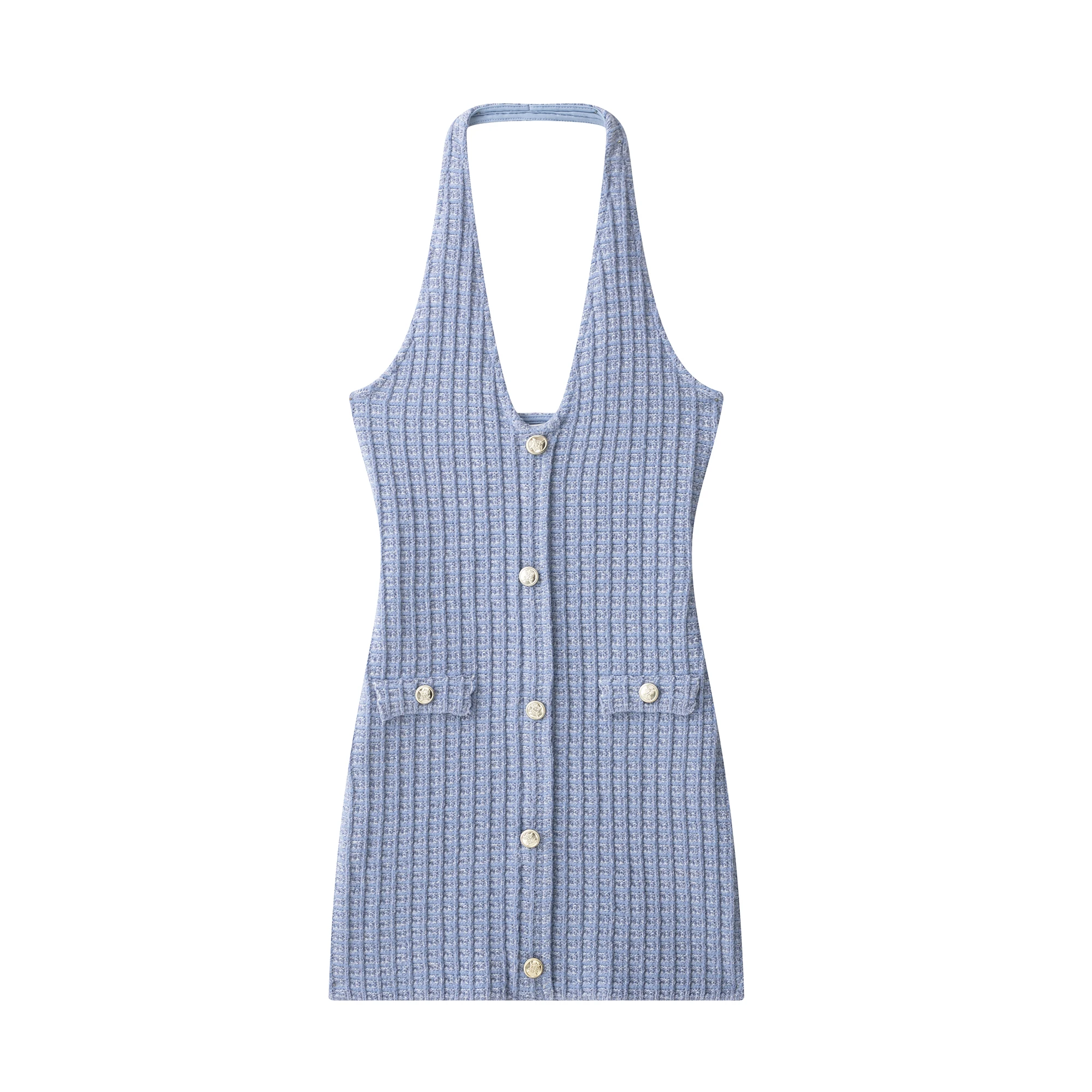 casual dress with buttons down the back Women Halter Neck Textured Button-Down Mini Dresses for Women Sehe Fashion Color:M YGroup_enrique-halterneck Made of airy cotton A Guide to Gala Maxi