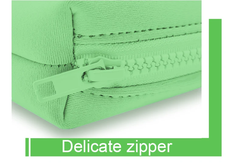 Factory Embossed Logo Insulated Waterproof Cosmetic Bag Swimming Neoprene Makeup Bag  Zipper details