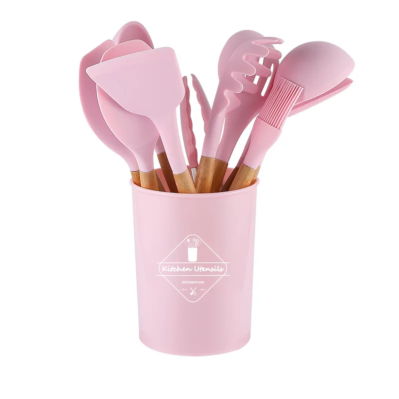 12 PC Pink Silicone Utensil Set With Storage Box – R & B Import