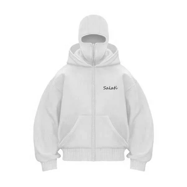 Salati Custom Y2K Clothing Face Cover 500 GSM Cotton Blank Baggy Mask Ninja Balaclava Sweatshirts Jacket Men Hoodies With Zipper gallery 9