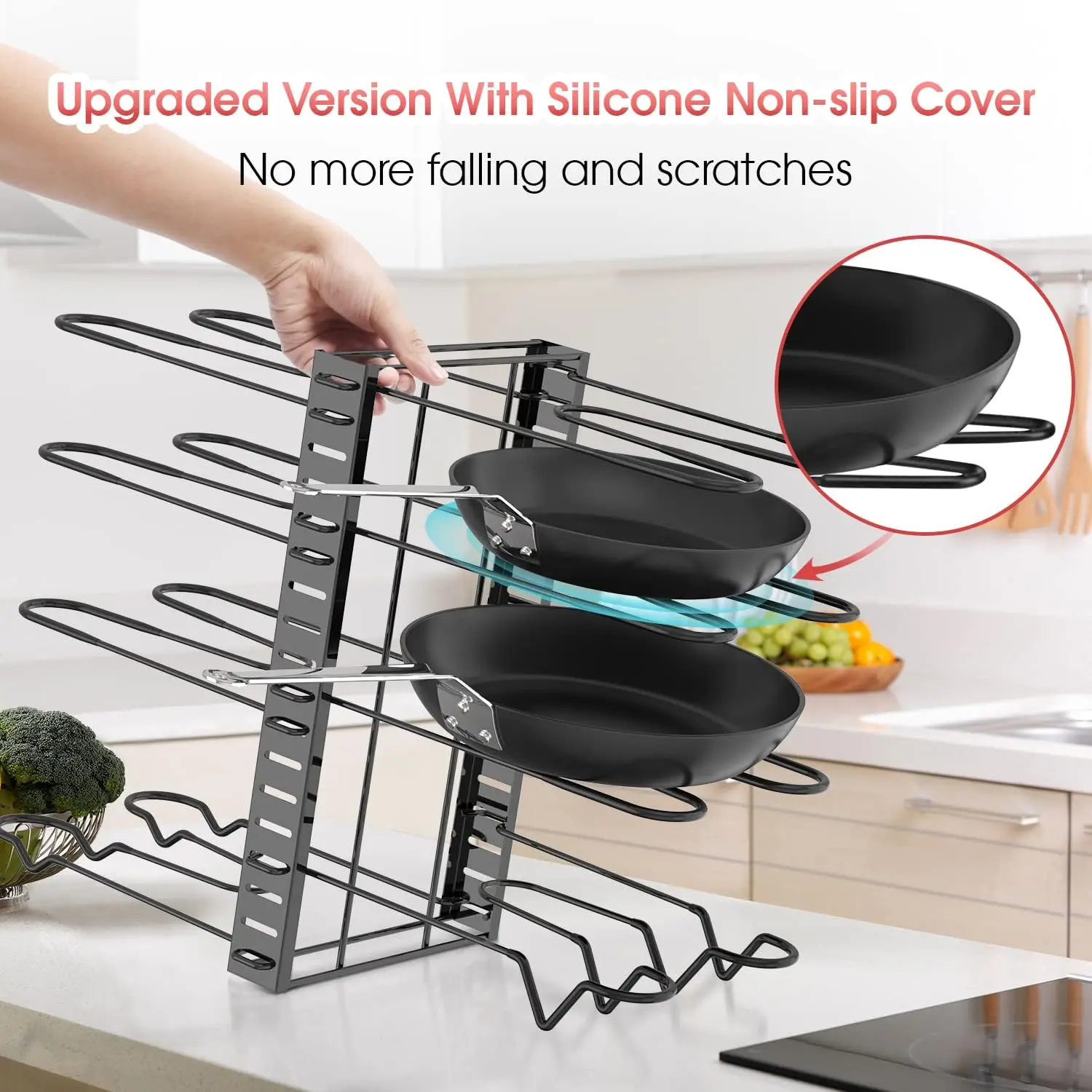 Custom Size Color Pot Holders for Kitchen Pot Lid Holder Plate Rack Kitchen Organizer Suitable for Kitchen Utensils Storage