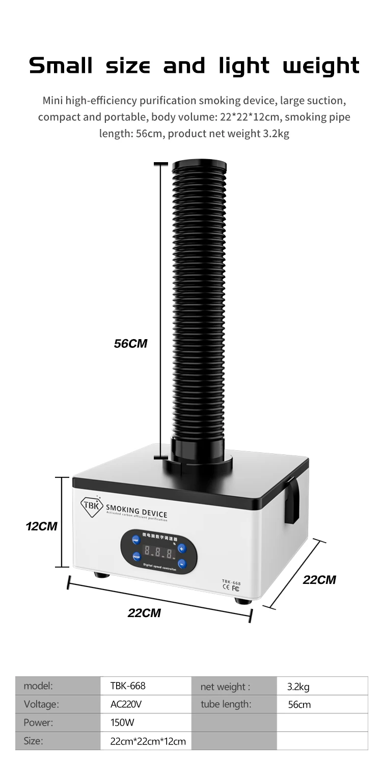 TBK 668 Mini Smoke Purifying Filter for Laser Machine Portable Fume Extractor for Mobile Phone Repair  Soldering Welding