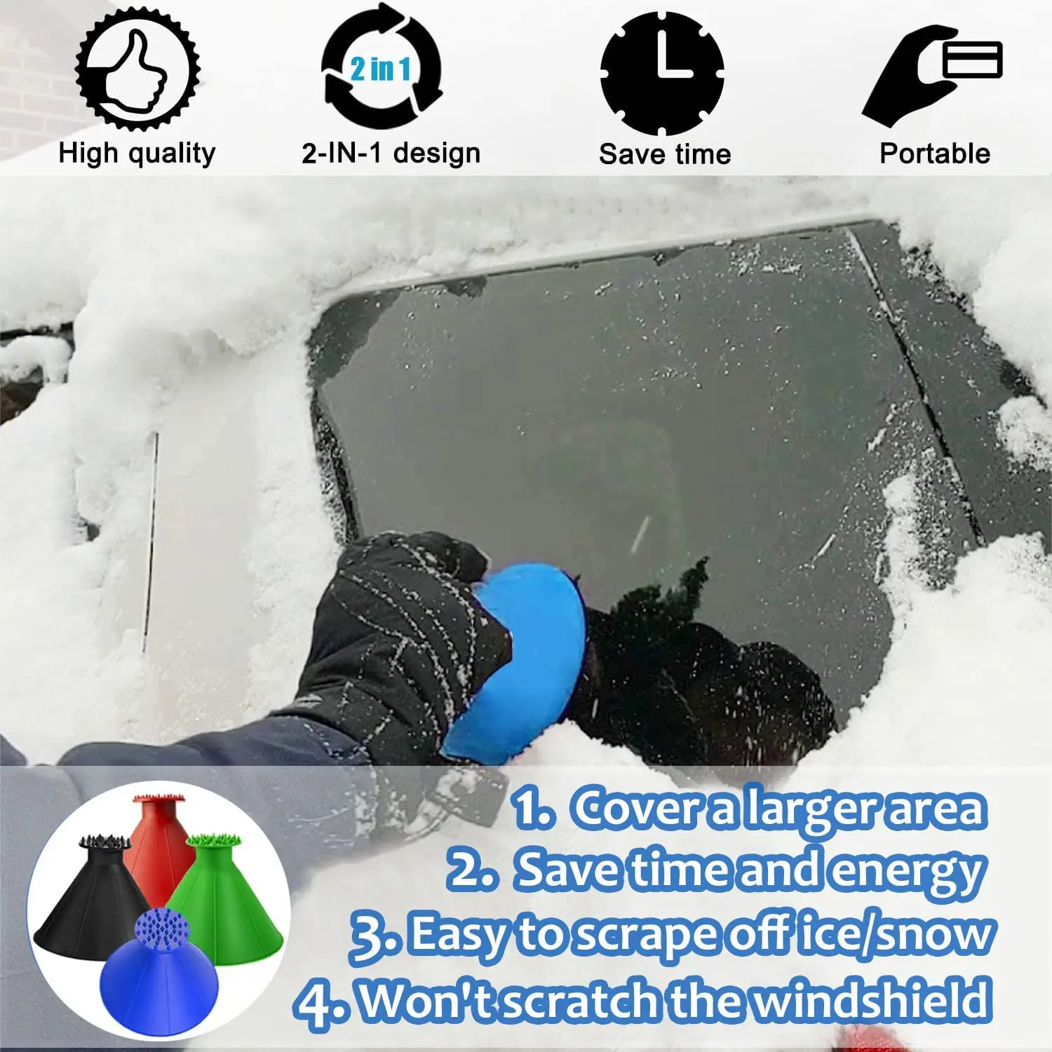Multifunctional Cone Shaped Magical Car Ice Scraper For Car Windshield