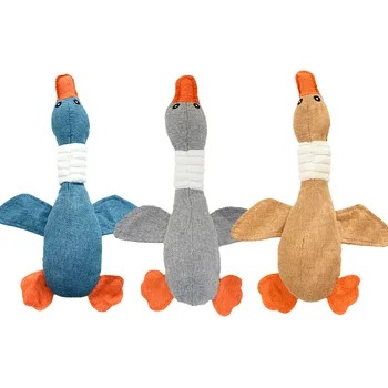 High Quality Durable Wild Goose Shape pet Chew Toy Plush pet Squeaky Toy