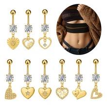 Stainless Steel 10Pcs/set Summer Heart Belly Ring Stylish Stainless Steel Body Piercing Jewelry for Wedding or Gift