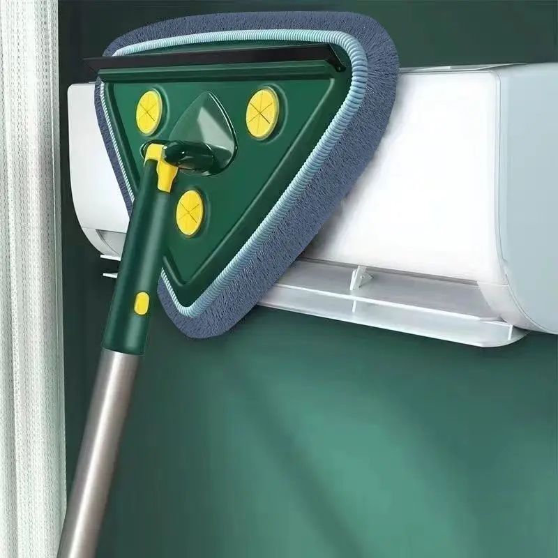 Triangular Mop Microfibre Head Aluminum Pole For Home Cleaning Ceiling Floor