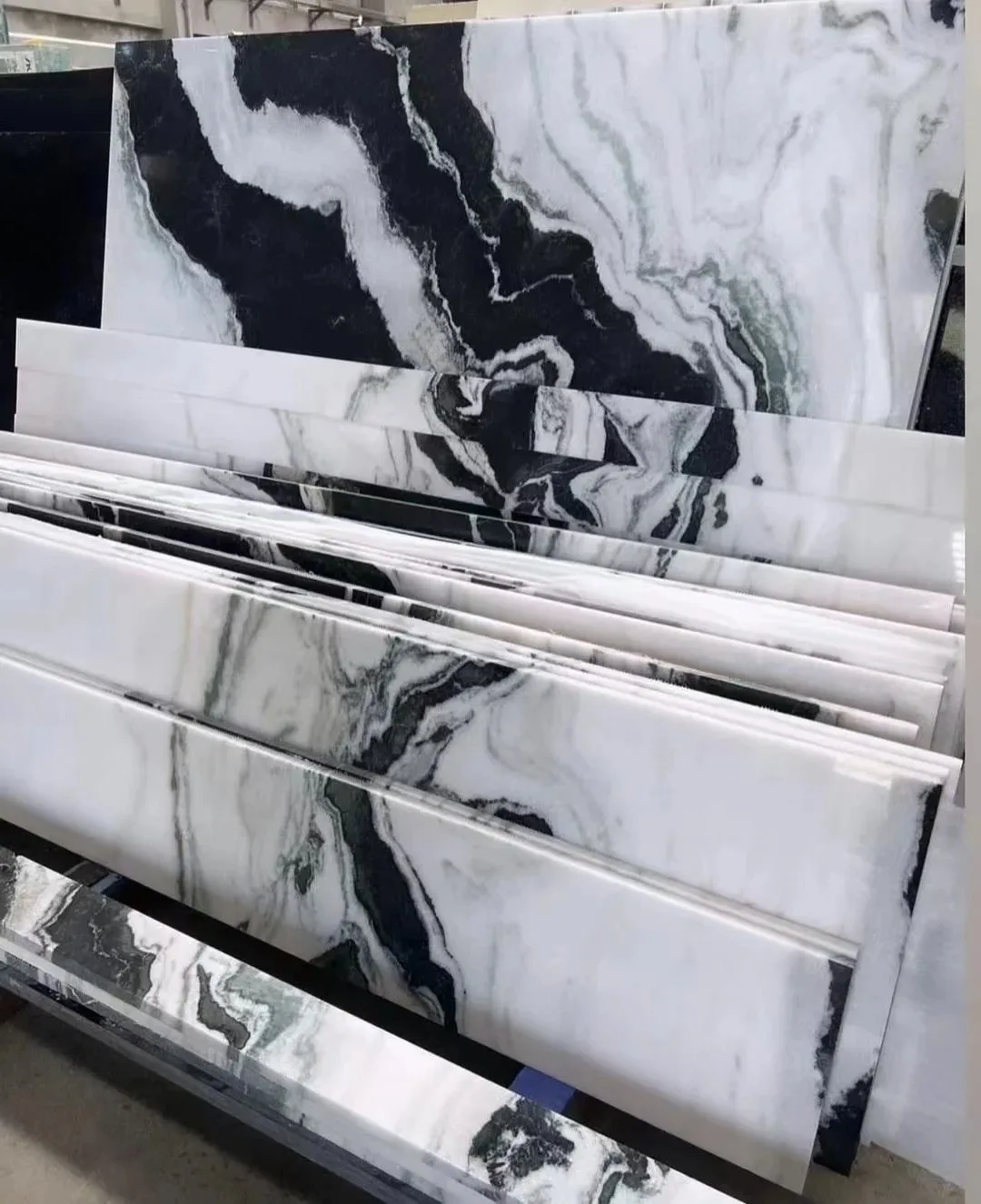 product modern natural panda white marble spiral staircase indoor use rotating straight marble stairs elegant interior design-6