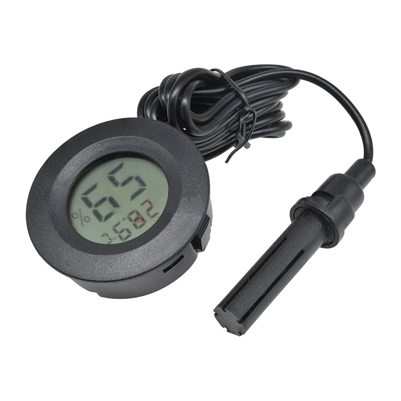 Mini Round LCD Thermometer Digital Hygrometer Temperature Humidity Display Black 