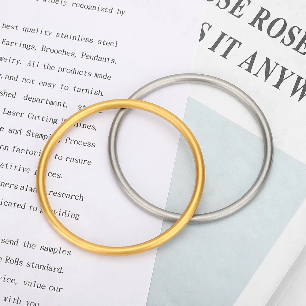 High Quality Glossy Stackable Thin Round Bangle Pulsera Classic Simple Stainless Steel Gold Circle Bangle Bracelet