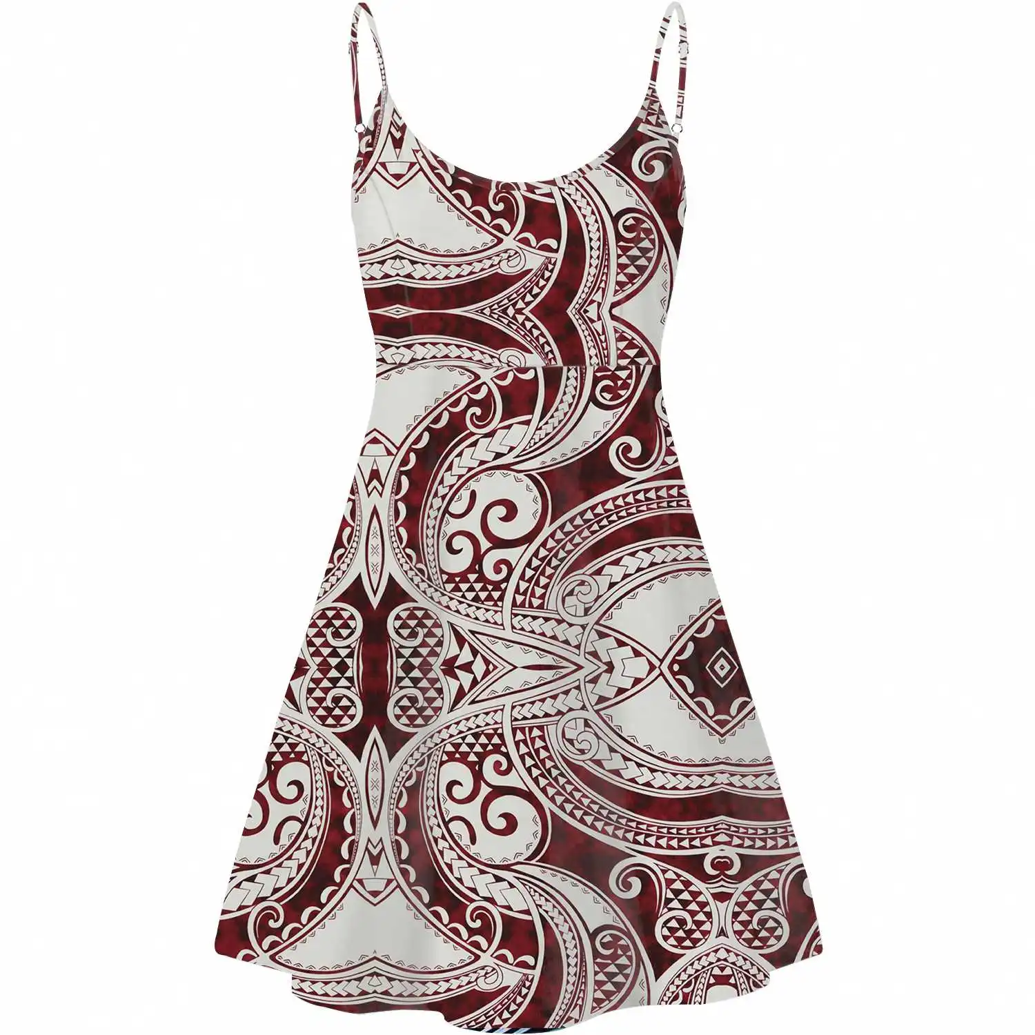 新款设计师夏季连衣裙波利尼西亚传统部落印花无袖性感连衣裙女式休闲