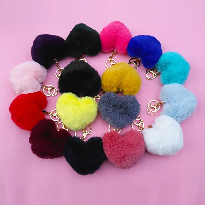 Buy Wholesale China Wholesale Multi Color Heart Shaped Faux Rabbit Fur Pom  Pom Key Chain Pompom Keychain Puff Ball & Plush Keychain at USD 0.6