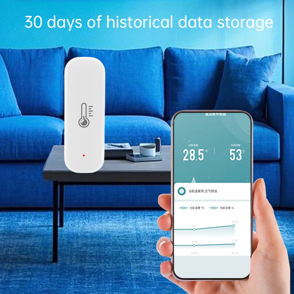 SIXWGH Tuya WIFI Smart Hygrometer Thermometer Sensor Detector Wireless  Compatible Alexa Google Home Alice Battery for Hotels PC