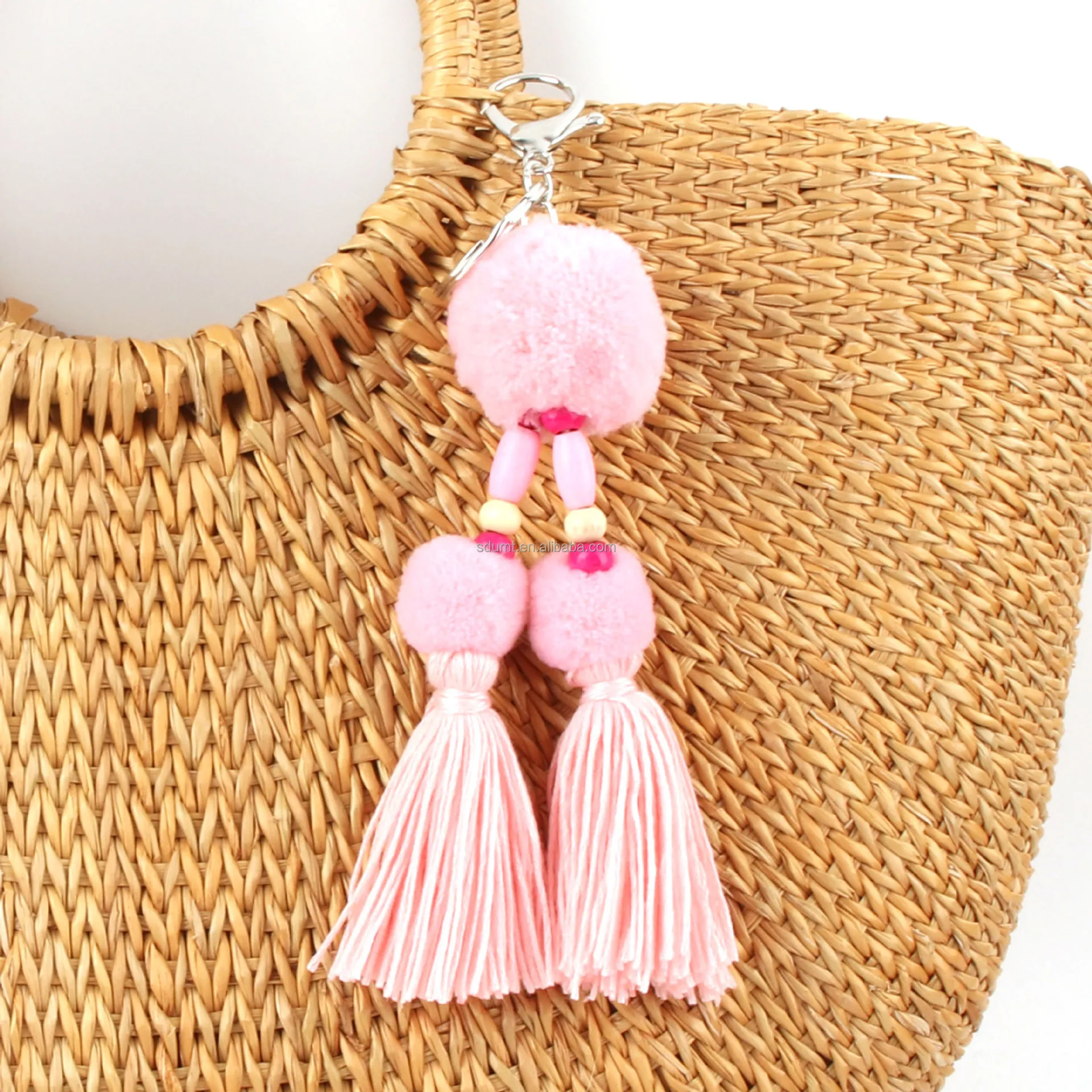 Multi Color Tassel Bag Key Ring Charm Pom Pom Purse Charm Handbag Charm