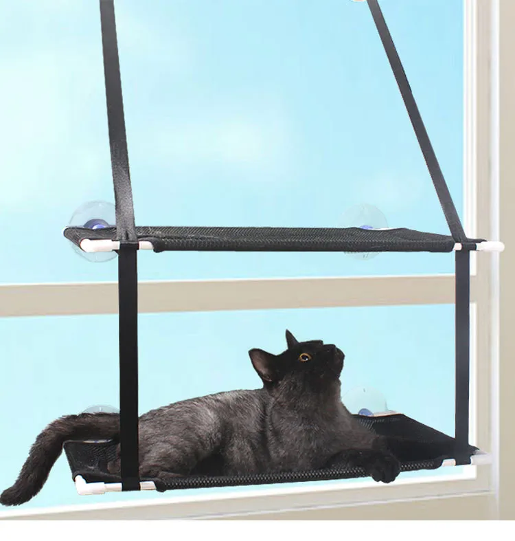 Двухслойный гамак для кошек, подвесная кошачий окон с присосками, для экономии места в помещении, крепление на сиденье