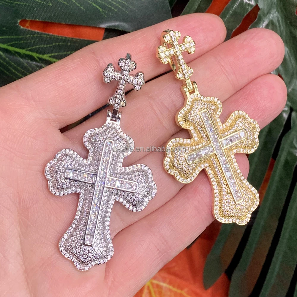 Collier Hip Hop Jésus - Zircone Cubique - Noir Et Blanc - 60cm