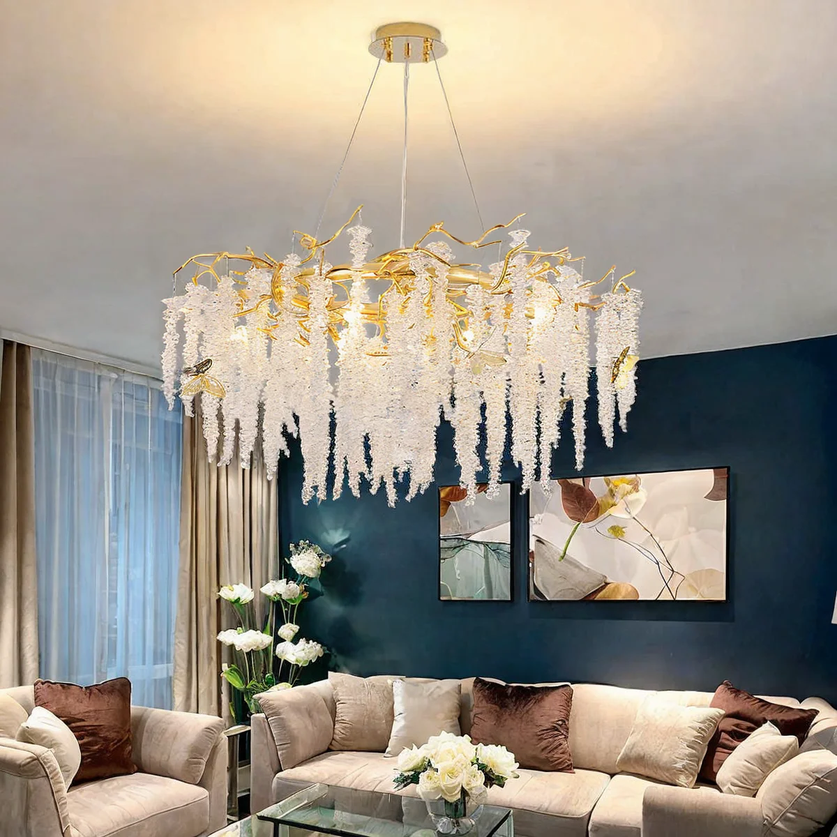 Modern luxury light luxury crystal chandelier Hotel living room dining ...