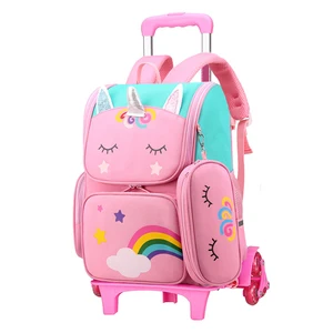 Custom Fashion Mochila Infantil Children Girls Student Kids Trolley School Backpack Bag