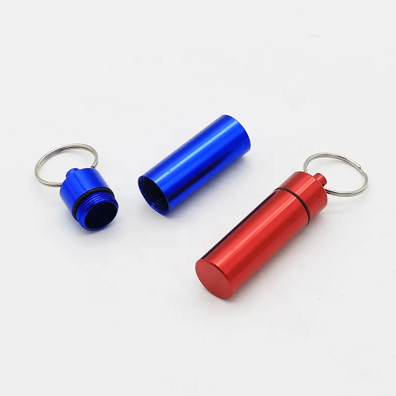 Мини-контейнер для таблеток брелок водонепроницаемый алюминиевый футляр хранения лекарств металлическая