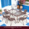 Tavolo lungo assemblato diametro 120 cm+6 sedie color caffè