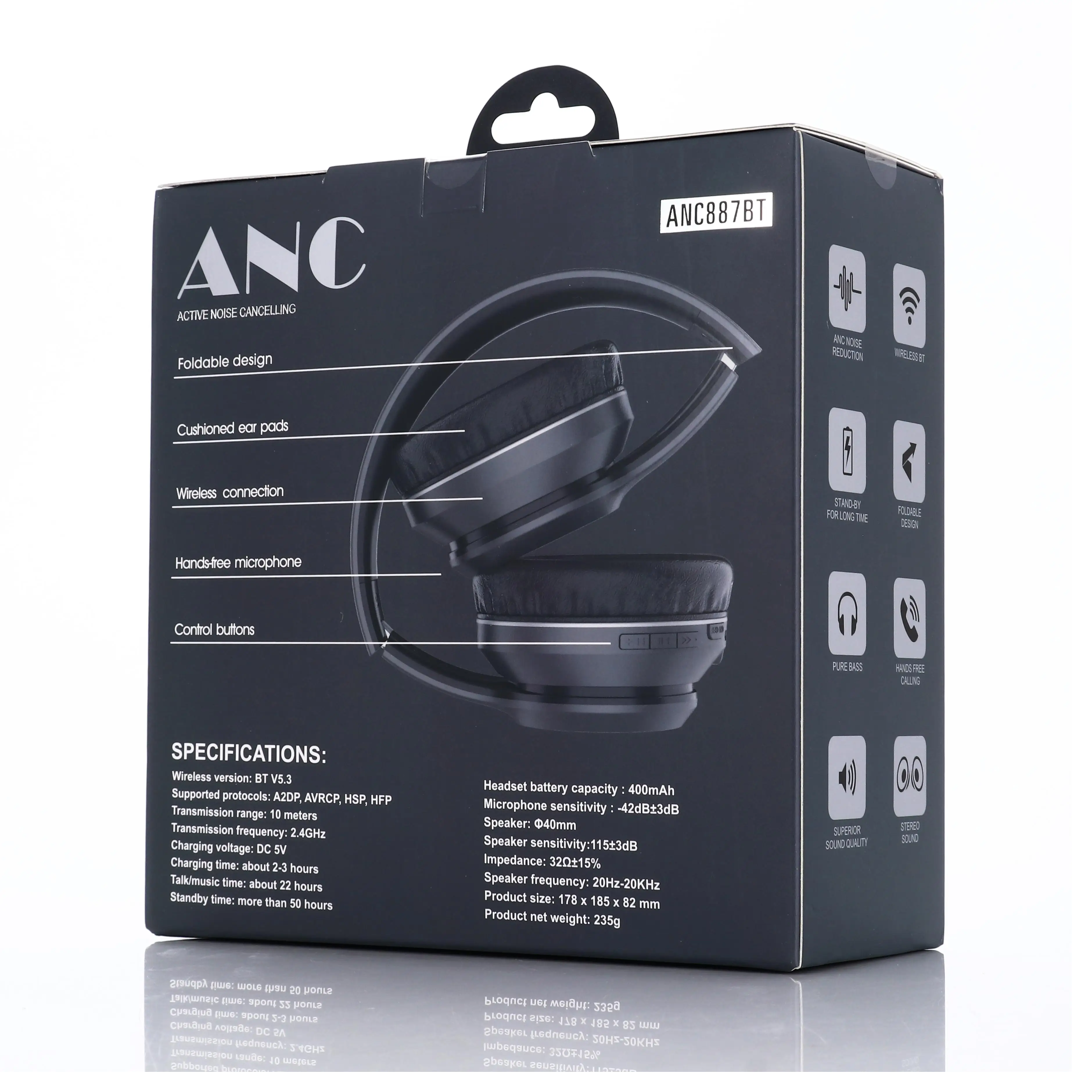 Doqaus Hybrid Anc Headset Latest Design Active Noise Canceling Anc Over