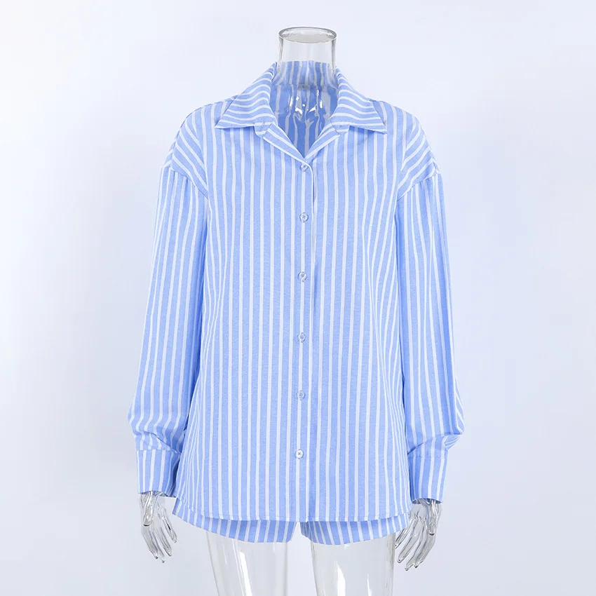 2026 women's skin-friendly loose-fitting long sleeve shorts two-piece ladies home leisure suit for cross-border sales — detail