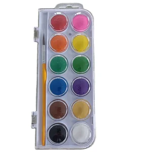 Eco-friendly 12colors Solid Water Color Paint Cake with Watercolor Paint Palette Set and Brush
