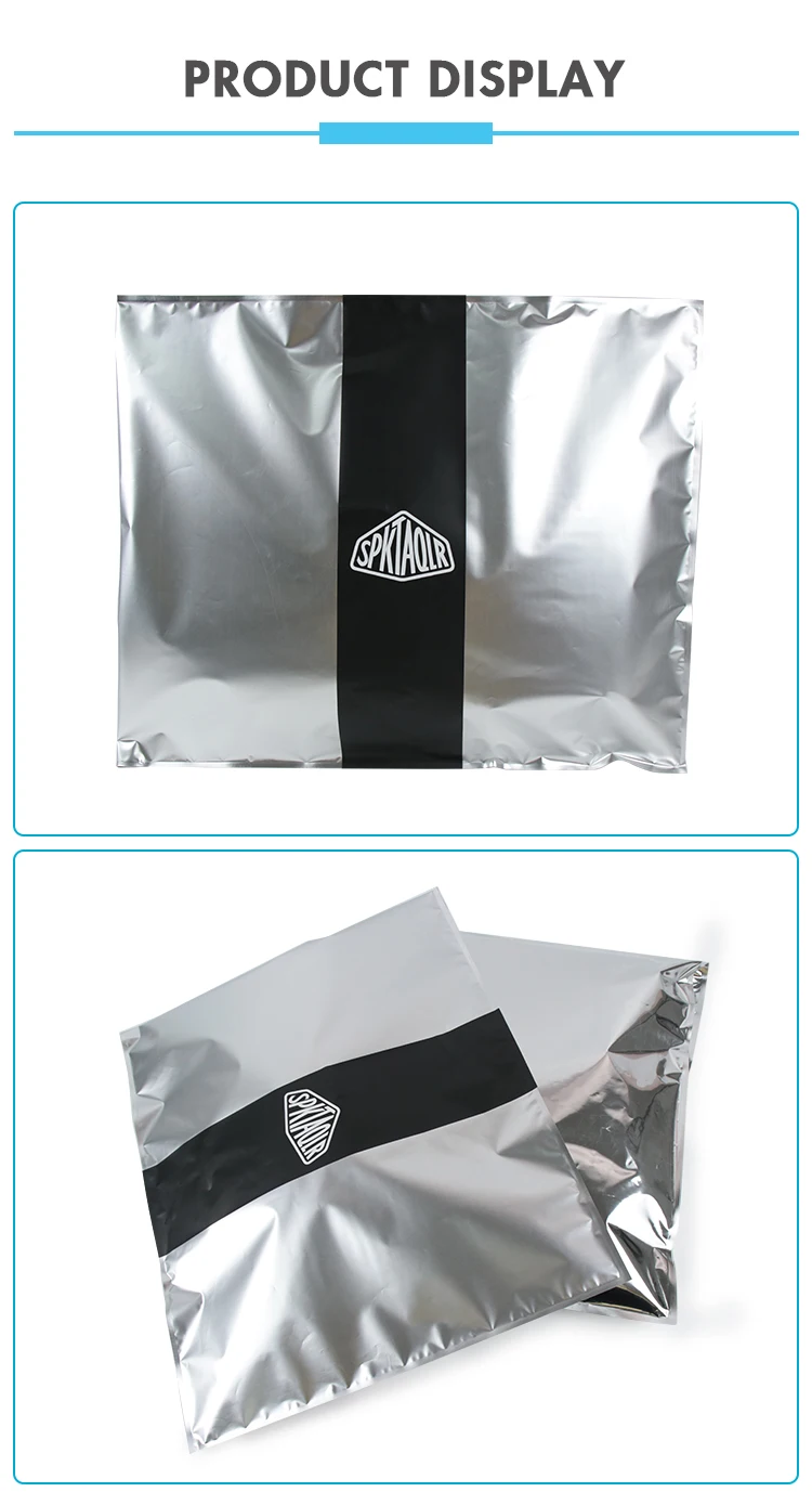 Custom Printed Matte Metallic Shipping Mailer Bags Foil Aluminum Mailing Bags Waterproof Silver