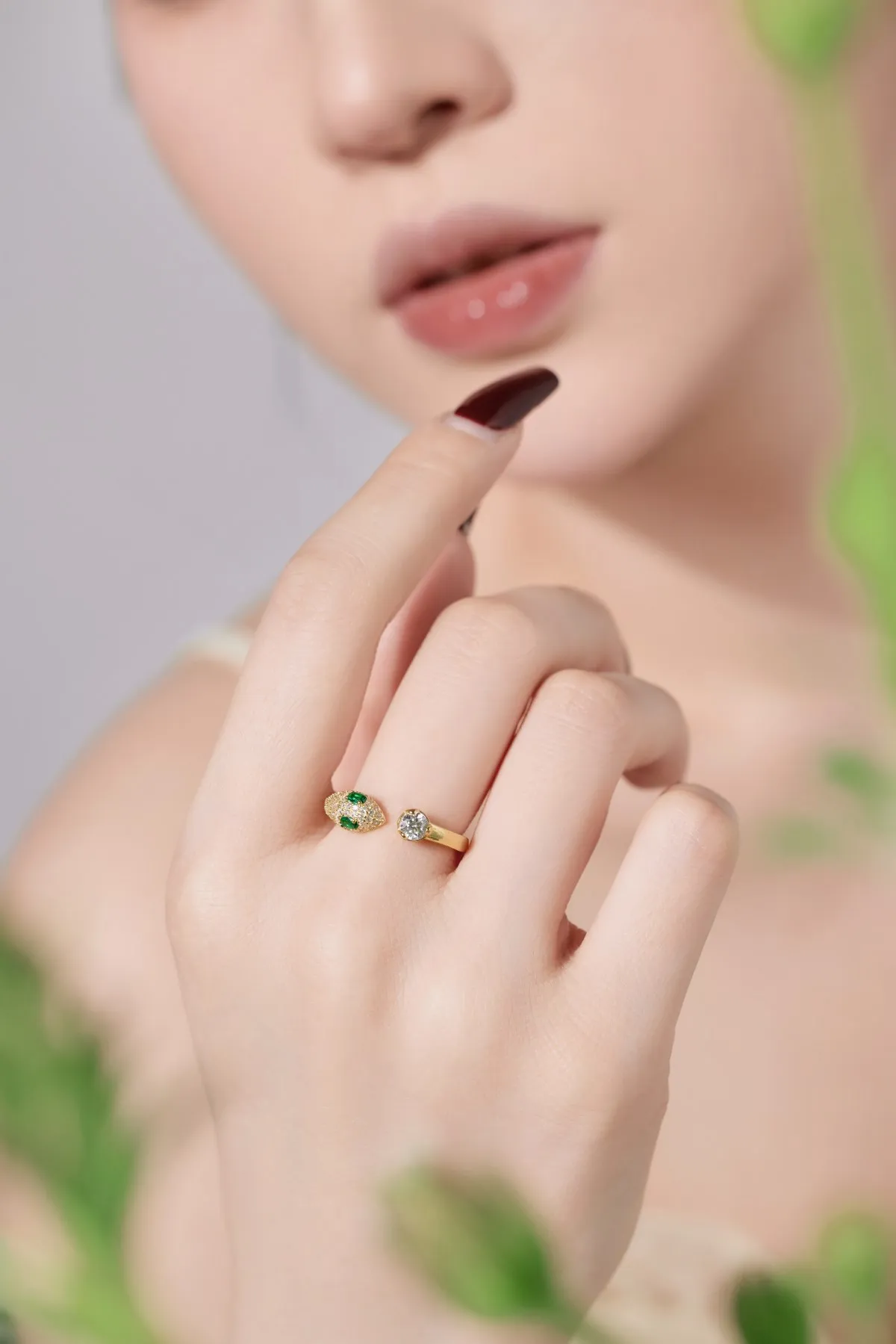 KAKODIY 18K Gold Plated Adjustable Cubic Zirconia 925 Sterling Silver Ring Snake Head Open Ring Jewelry Accessories Female Girls detail 4