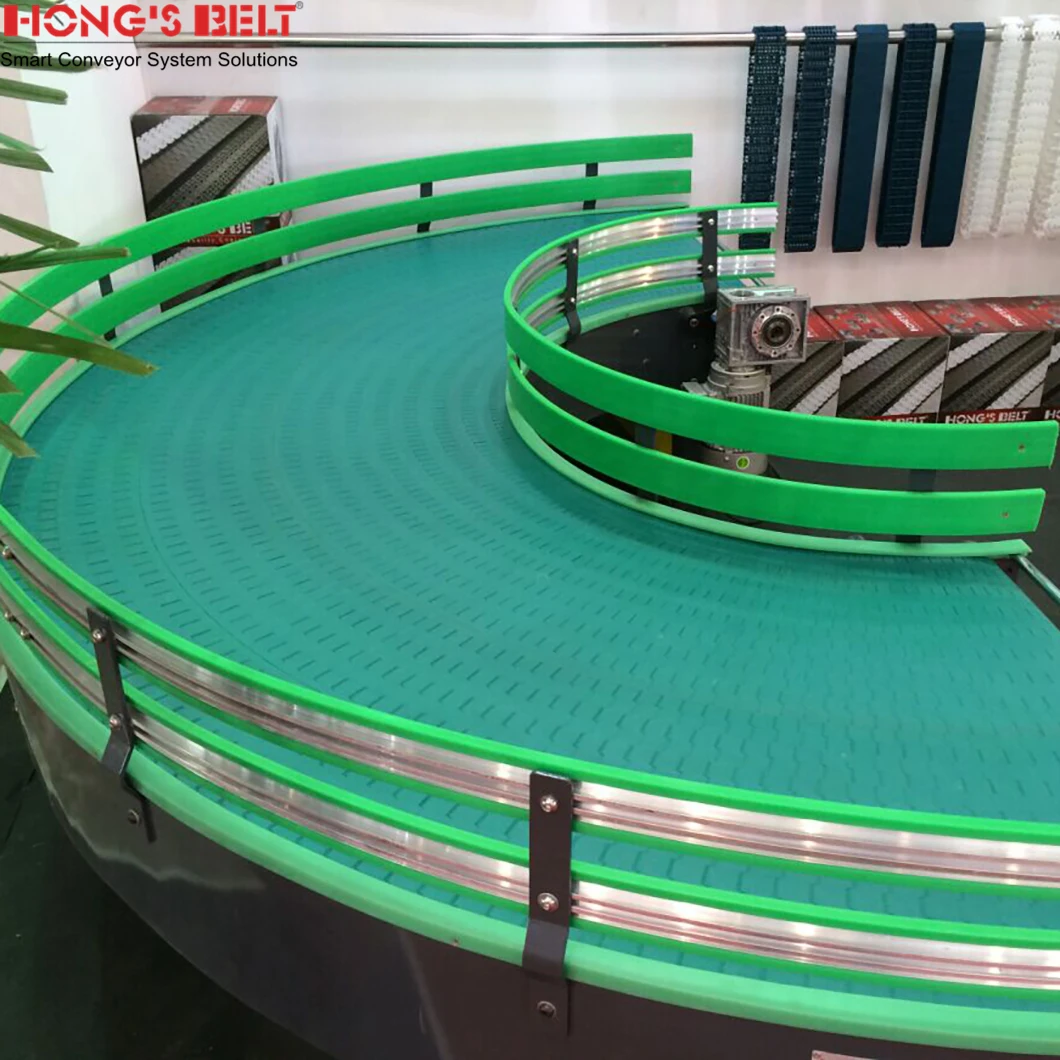 Hongsbelt Hs2000a Modular Flat Top Curving Conveyor Belt For Logistic