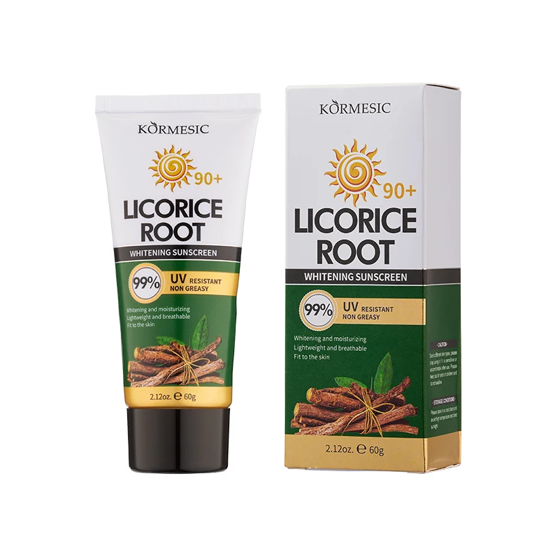 KORMESIC 60g Private Label Custom OEM Wholesale Sunscreen Cream Licorice Root Whitening Face Sunscreen