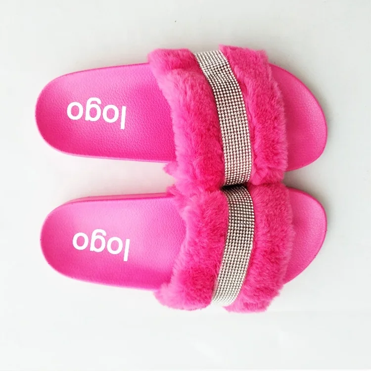 Faux Fur Diamond Fur Slides NNWT Vicious Secret Black Fuzzy