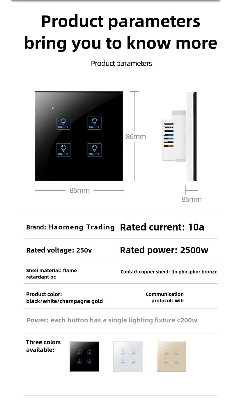 EU Smart WiFi Tuya Wall Switches 2025 New Tempered Glass Panel Electrical Light Switch With Neutral Wire Smart Home Products details