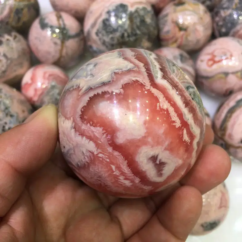 quality natural beautiful gemstone sphere red rhodochrosite ruby