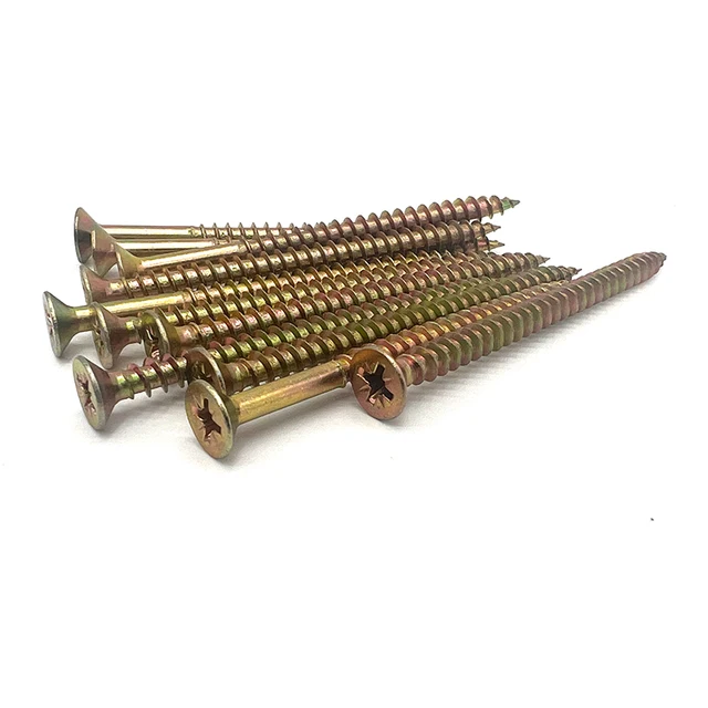 Chipboard Screws C1022 Steel High Quantity Factory Price Pozi Square Yellow Black Phosphate Zine Plated