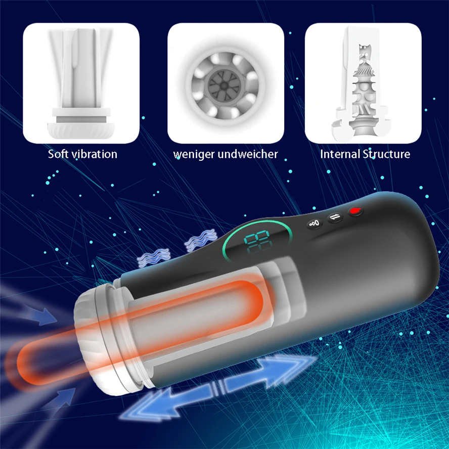 Heating Masturbation Game Cup Automatic Thrusting Vibrator Real Vagina Male Masturbators Sex Toys for Man