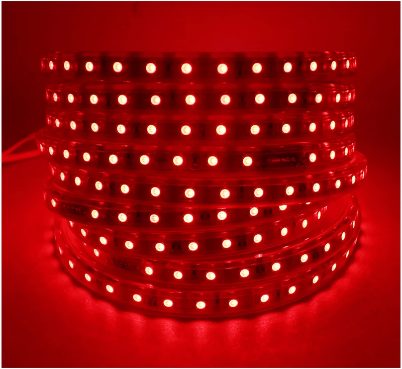 RGB LED Strip SMD 5050 AC220V Waterproof Flexible light Ribbon Tape 220V lamp Outdoor String 60LEDs/M For Christma holiday