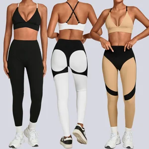 Women's Yoga Set 2 Piece Sports Bra and Color Block Leggings Activewear Set for Yoga Fitness Gym Workout Athletic Sports Outfits
