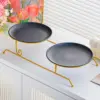 20cm stainless steel round black tray with gold upper and lower frame