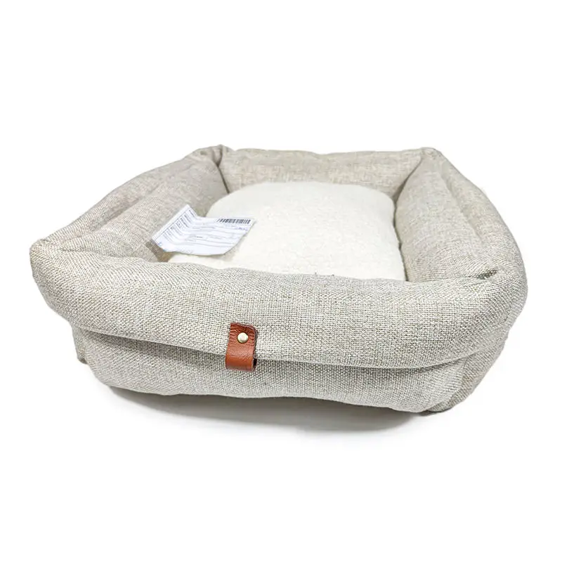 Sleeping Nest For Pet Warm Fabric Pet Kennel Thickened Khaki Faux Linen