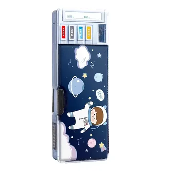 Boys' Dual-Sided Astronaut Transformable Pencil Case - Spacious & Multifunctional Stationery Box