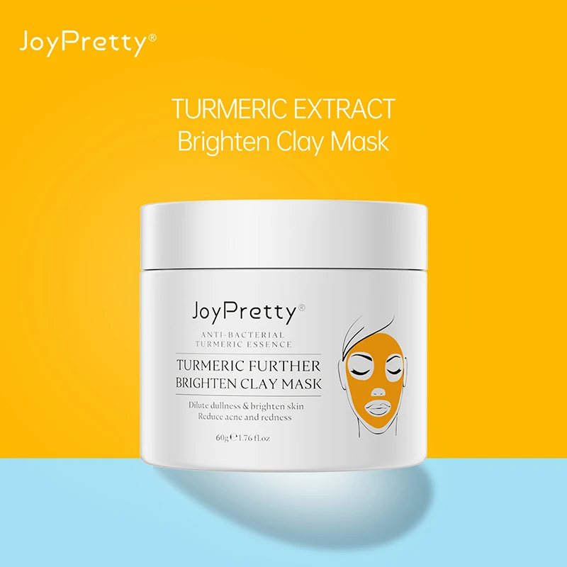 JoyPretty Turmeric Clay Mask Organic Moisturizing Firming Deep Cleansing Whitening Exfoliating Clay Facial Mask