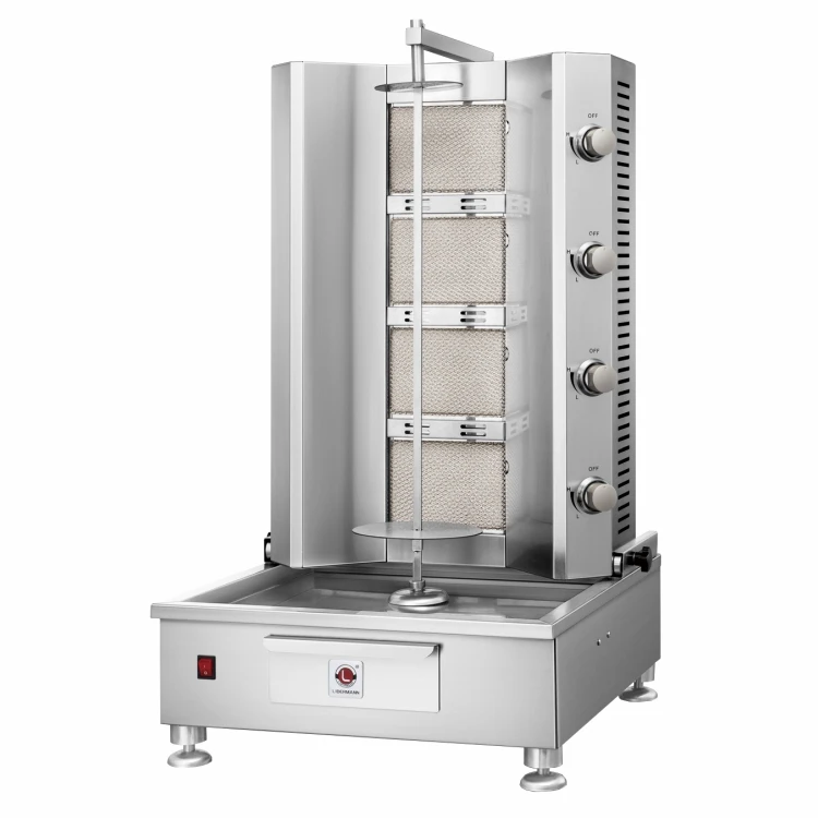 Professional Commercial Kebab Machine with Three Durable Ceramic Burners Automatic Rotating BBQ Grills Shawarma Powered Gas